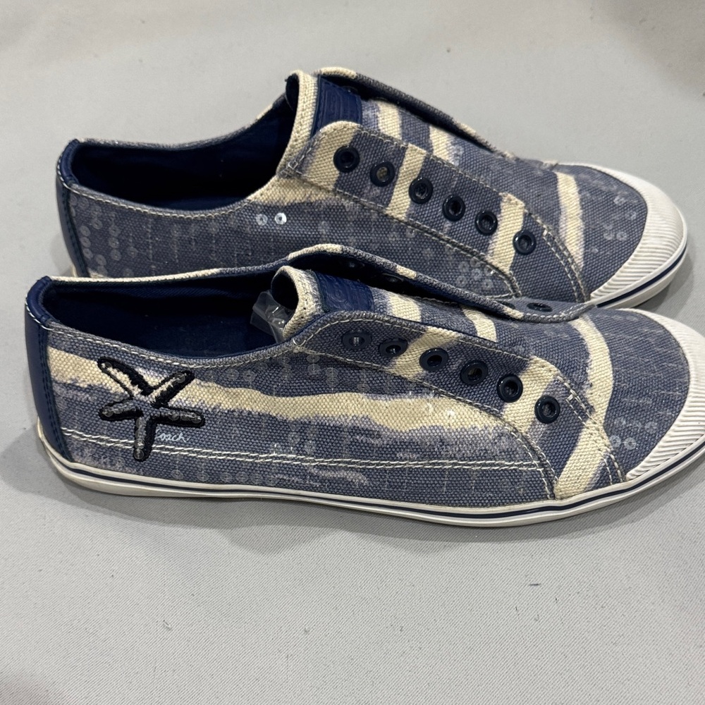 Coach Blue and Cream Slip-On Sneakers - Picture 5 of 10